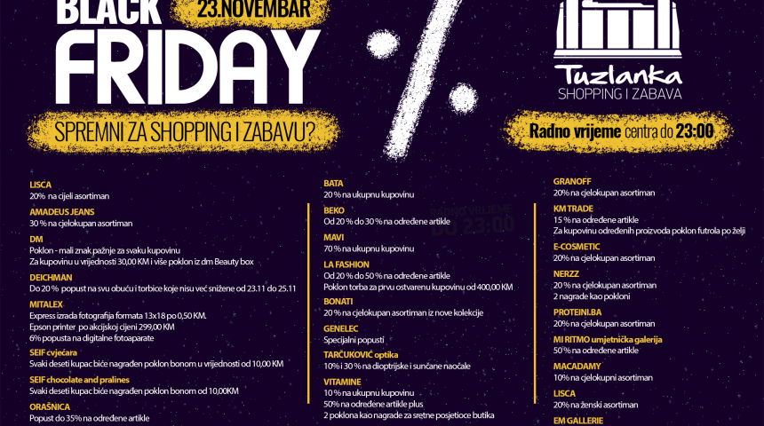 23. Novembar: Tuzlanka, mjesto najboljeg shoppinga i zabave!